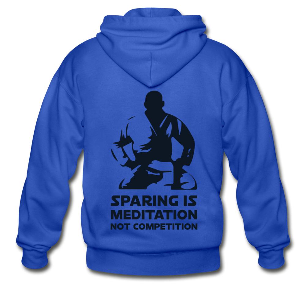 Sparing Is Meditation Not Competition Zip Hoodie - royal blue
