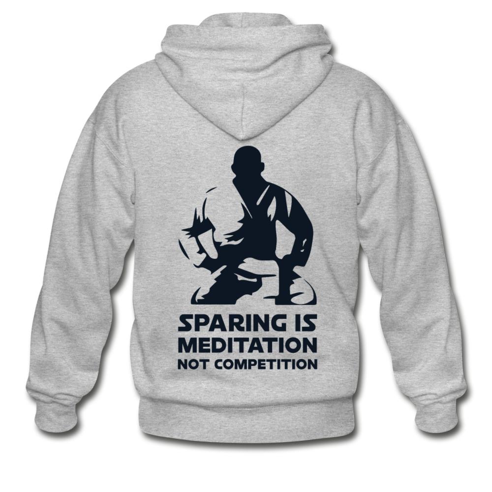 Sparing Is Meditation Not Competition Zip Hoodie - heather gray