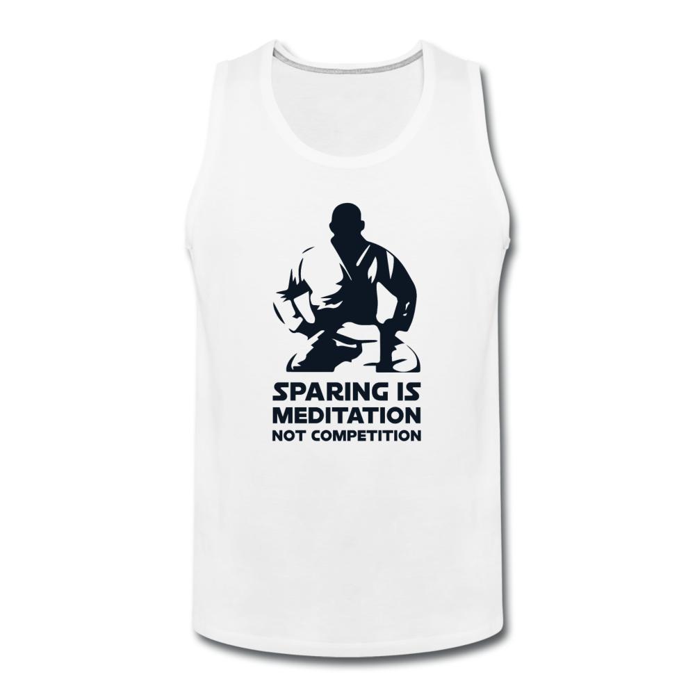 Sparing Is Meditation Not Competition Men’s Tank Top - white