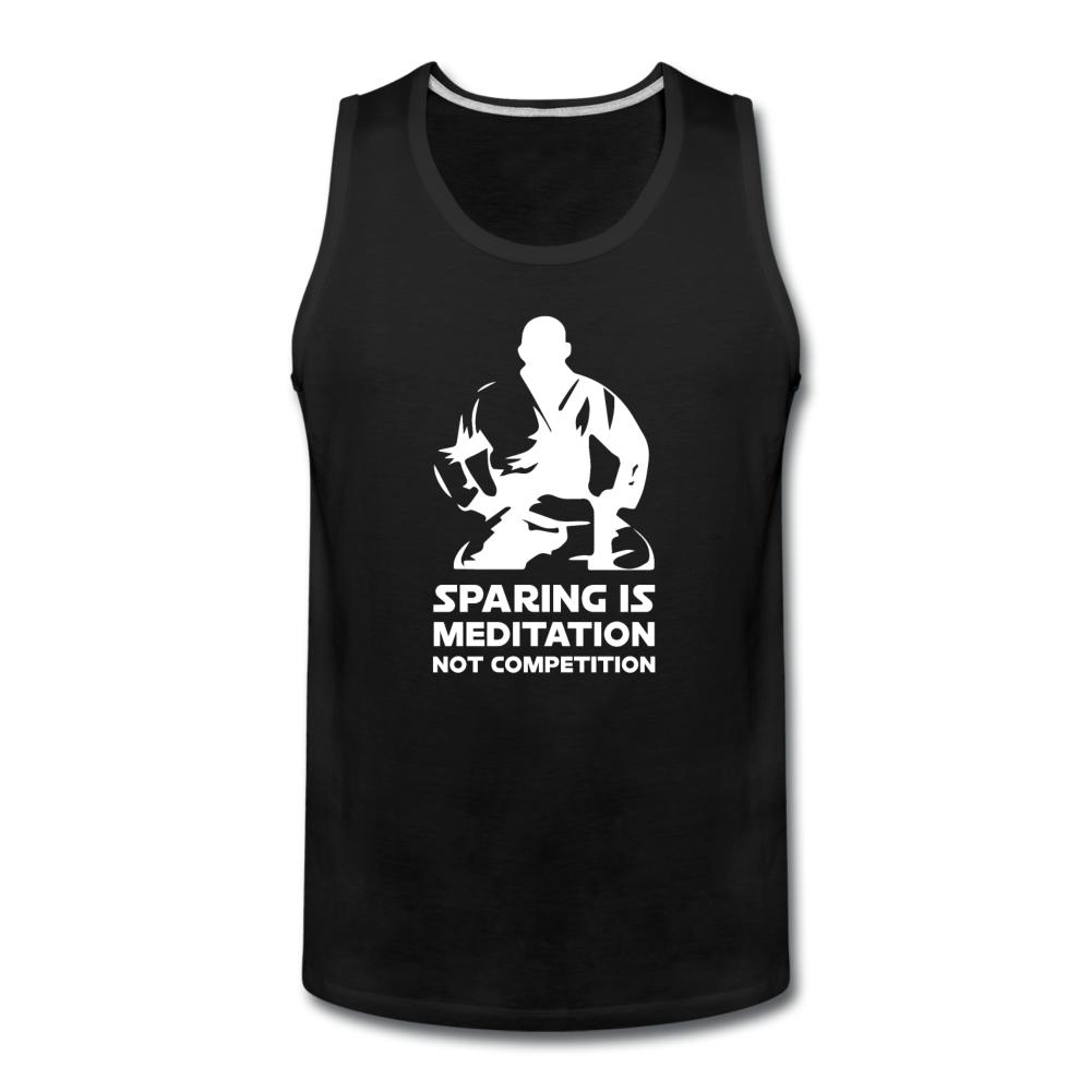 Sparing is Meditation Not Competition White Design Men’s Tank Top - black