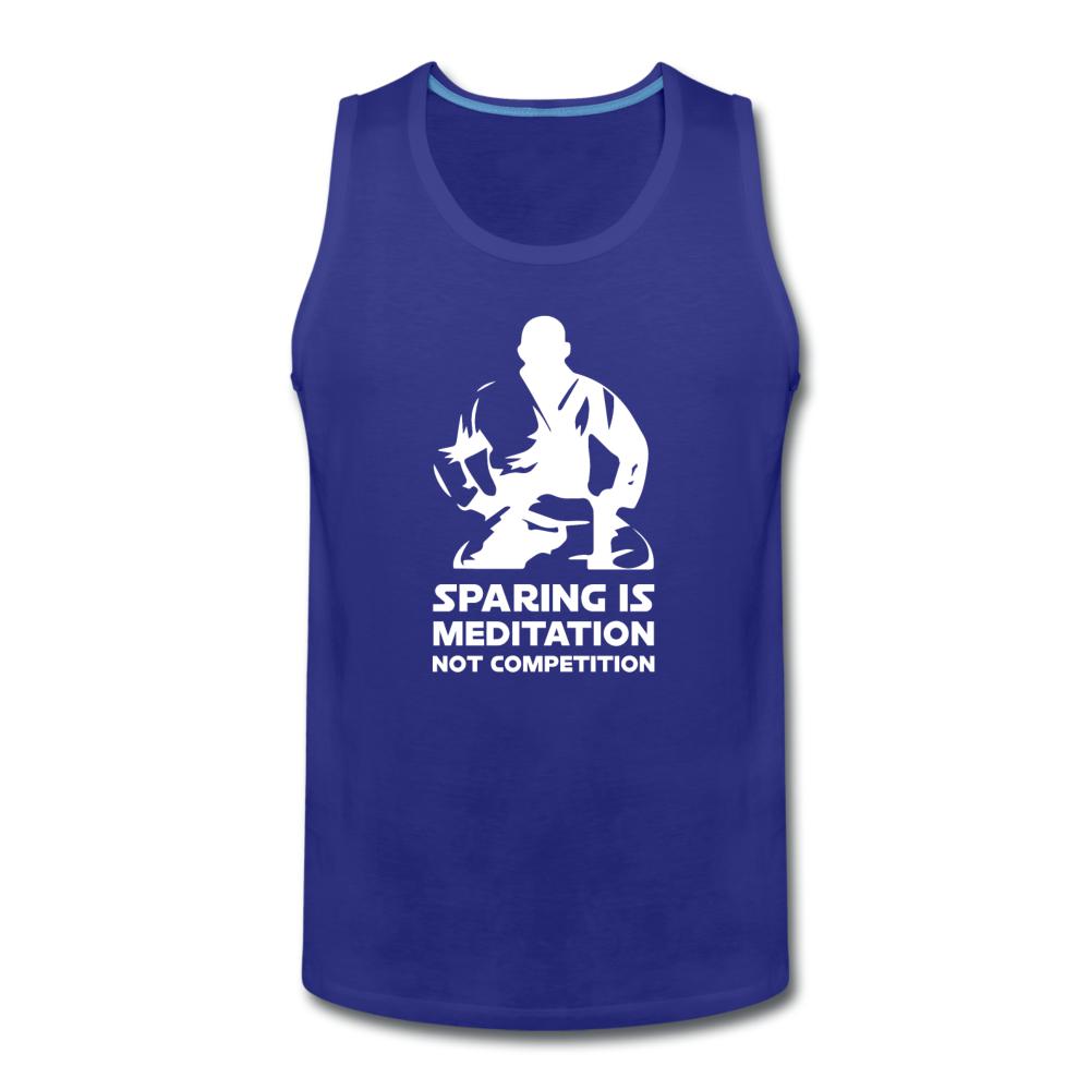Sparing is Meditation Not Competition White Design Men’s Tank Top - royal blue