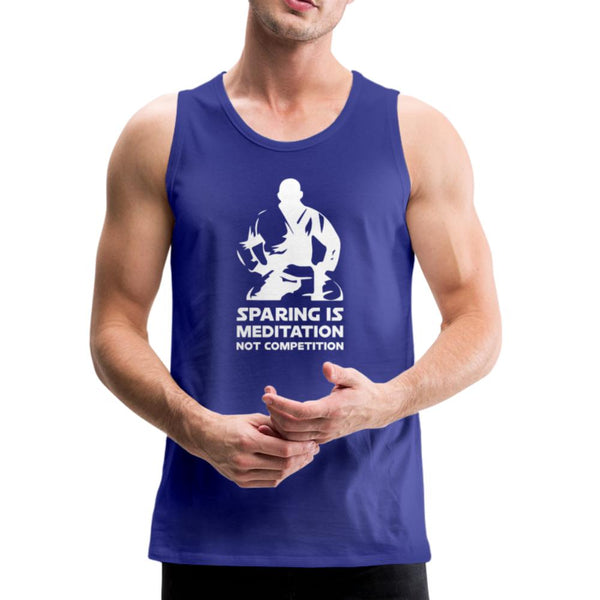 Sparing is Meditation Not Competition White Design Men’s Tank Top - royal blue