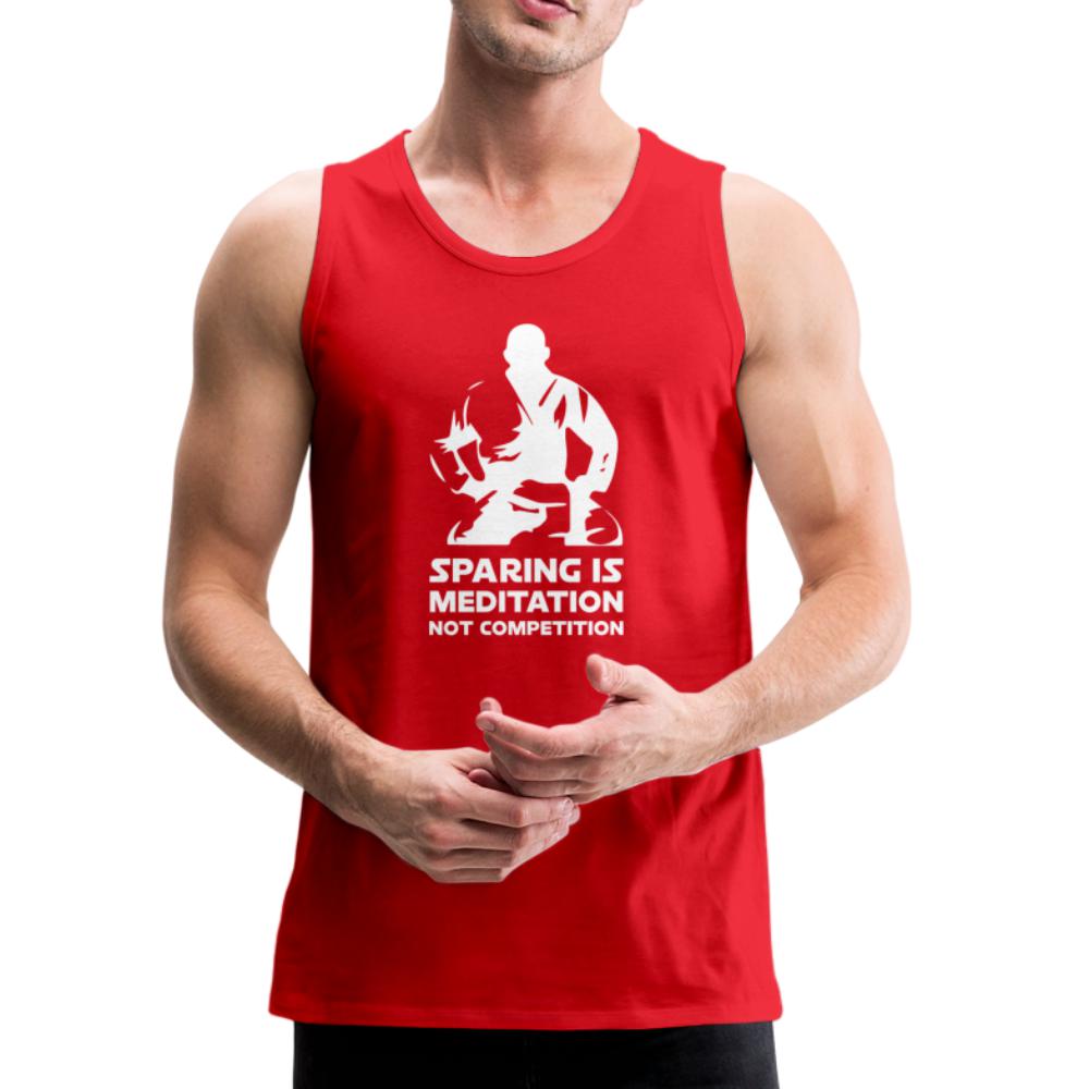 Sparing is Meditation Not Competition White Design Men’s Tank Top - red