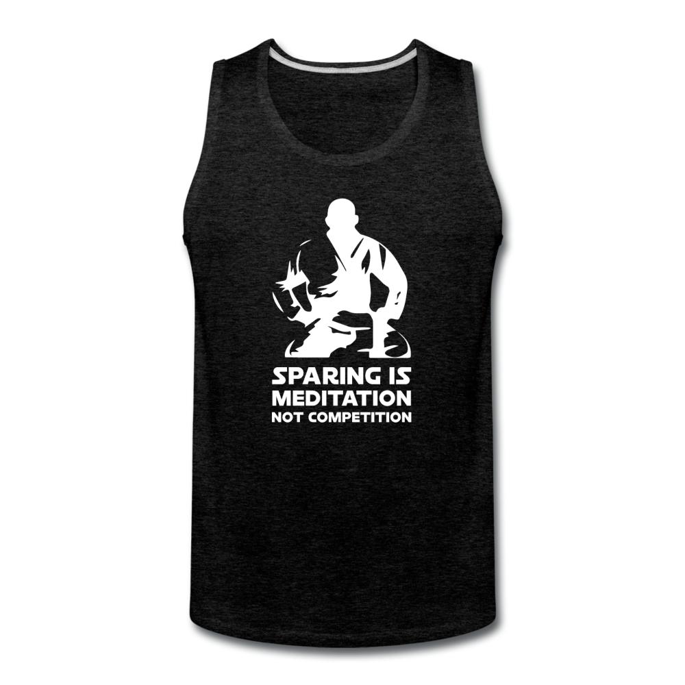 Sparing is Meditation Not Competition White Design Men’s Tank Top - charcoal gray