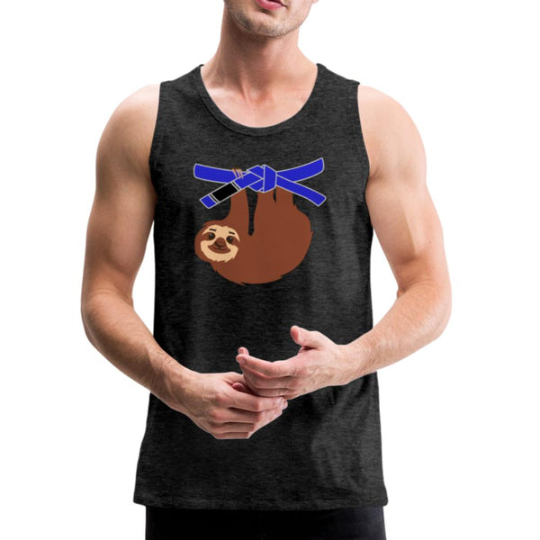 Blue Belt Sloth Men’s Tank Top - charcoal gray