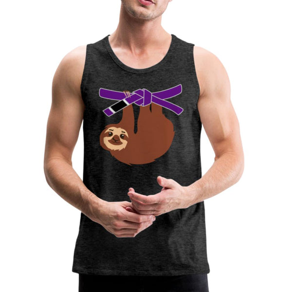 Purple Belt Sloth  Men’s Tank Top - charcoal gray
