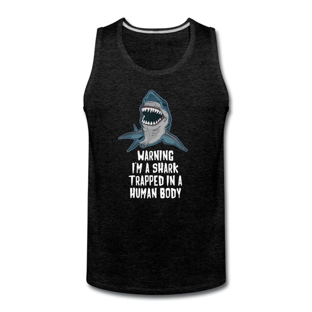 I Am a Shark Trapped in Human Body  Men’s Tank Top - charcoal gray