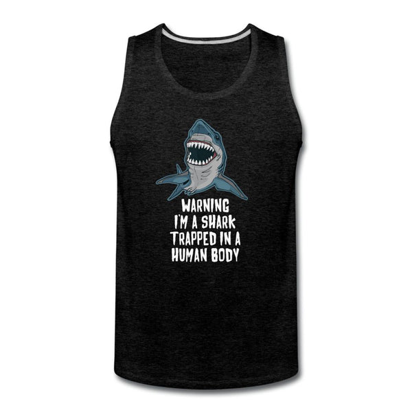 I Am a Shark Trapped in Human Body  Men’s Tank Top - charcoal gray