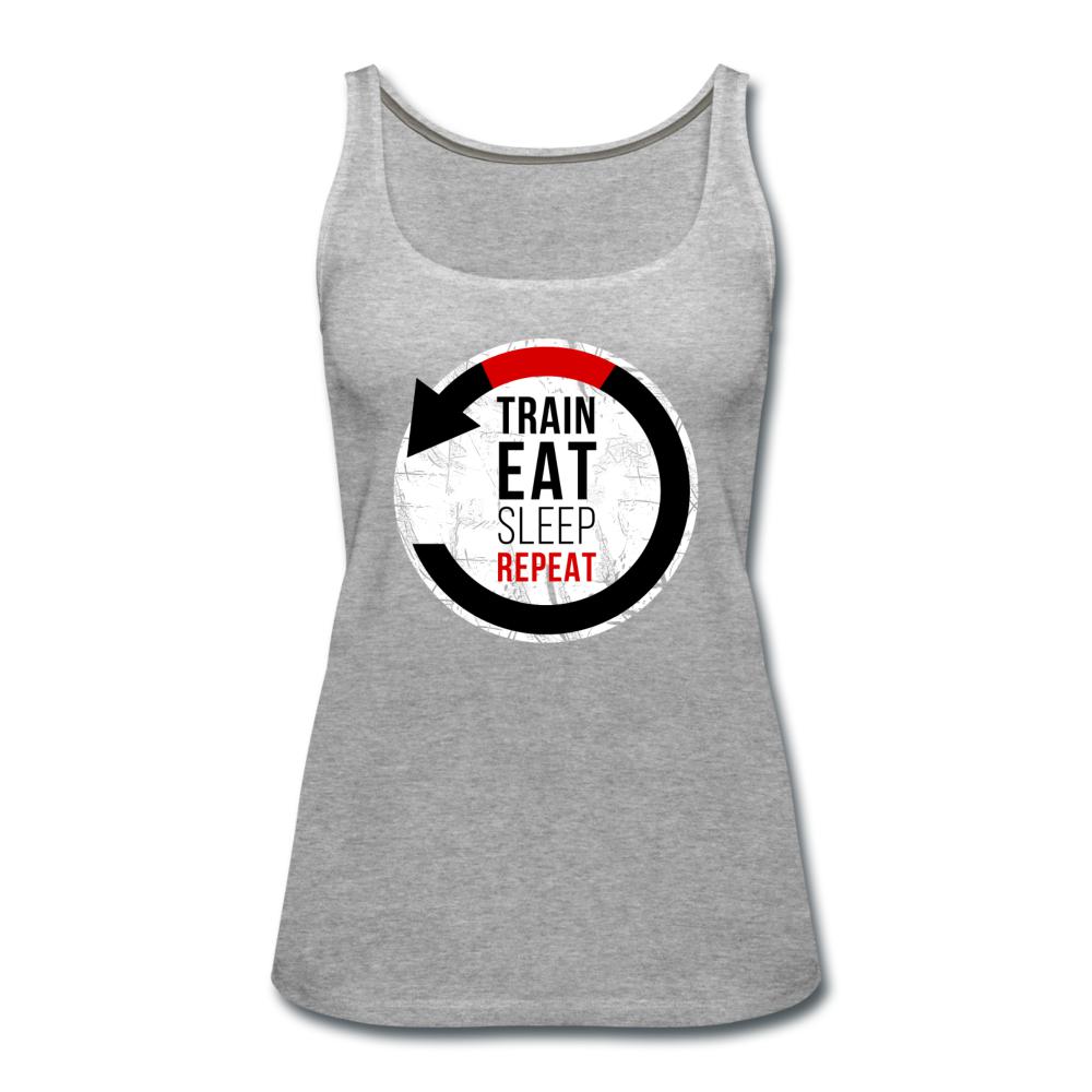 Train, Eat, Sleep, Repeat Women’s Tank Top - heather gray