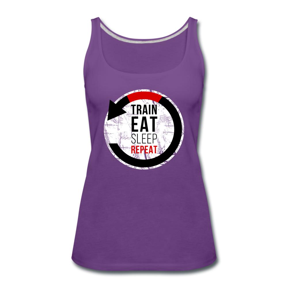 Train, Eat, Sleep, Repeat Women’s Tank Top - purple