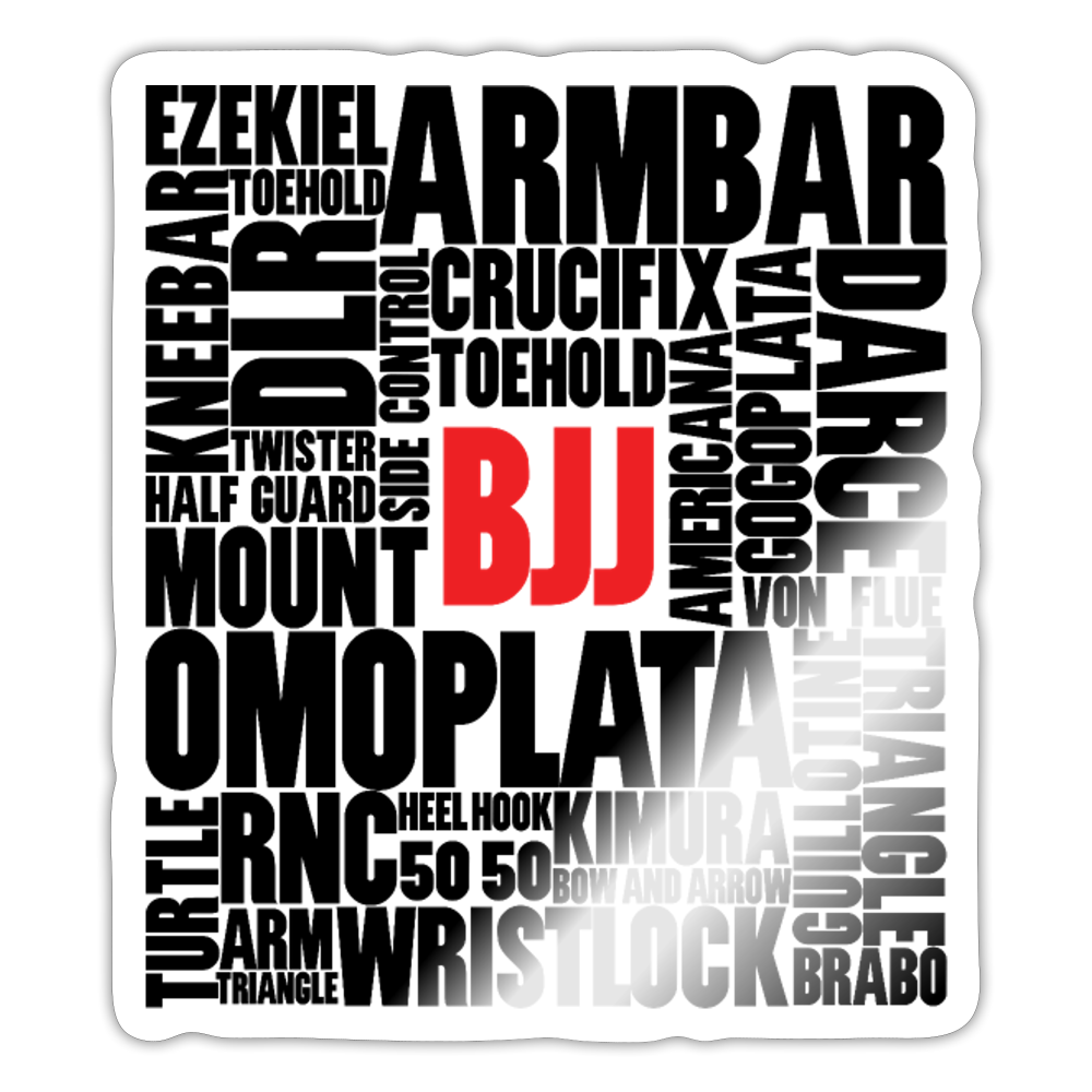 BJJ Words Sticker - white glossy