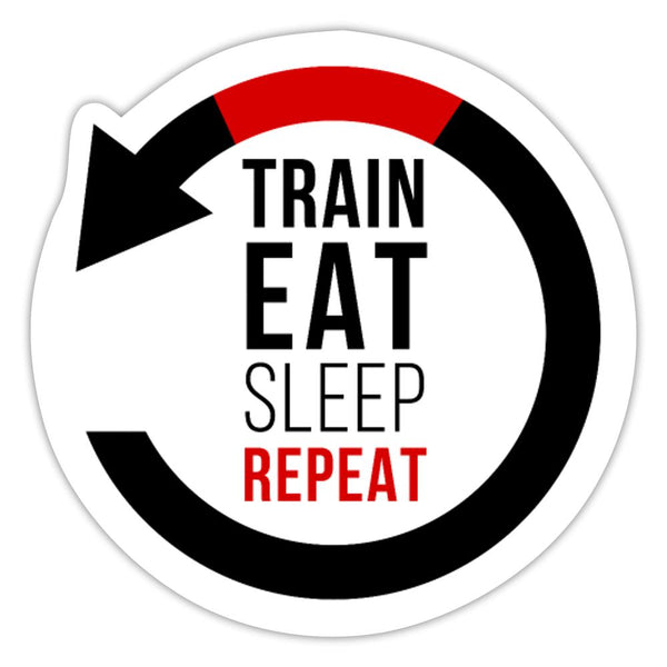 Train Eat Sleep Repeat Sticker - white glossy