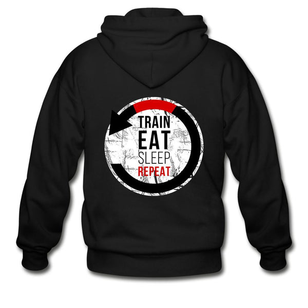 Train, Eat, Sleep, Repeat Zip Hoodie - black