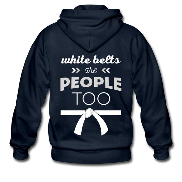 White Belts Are People Too Zip Hoodie - navy